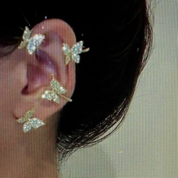 Unique, Elegant Butterfly Gold Clip-on Earrings (Left Side) - Picture 2 of 7